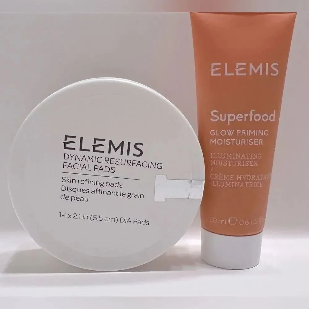 ELEMIS Superfood Glow Primer and Resurfacing Wipes Bundle, New